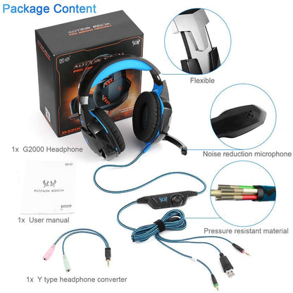 Kotion Each-g2000 Stereo Gaming Headset Deep Bass Computer Gaming Wired Headphone With Led Light & Mic