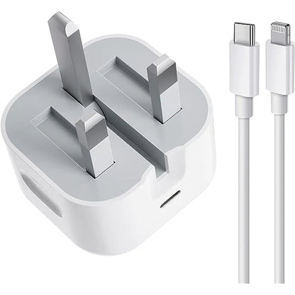 Iphone Usb-C Pd 20w Power Adapter Charger 3 Pin Uk Pin) With cable