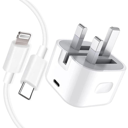 Iphone Usb-C Pd 20w Power Adapter Charger 3 Pin Uk Pin) With cable