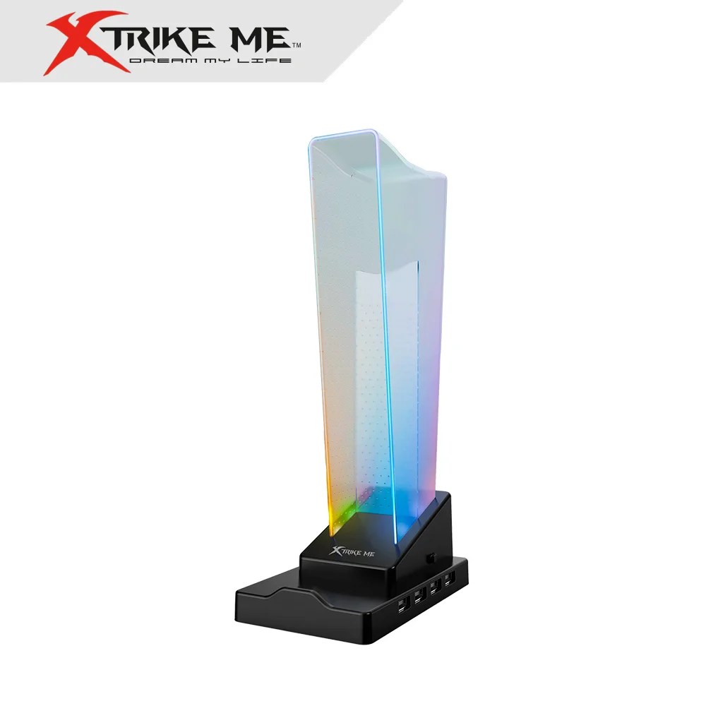 Xtrike Me Ht-09 Headset & Phone Stand With 4 Usb Port And Led Light
