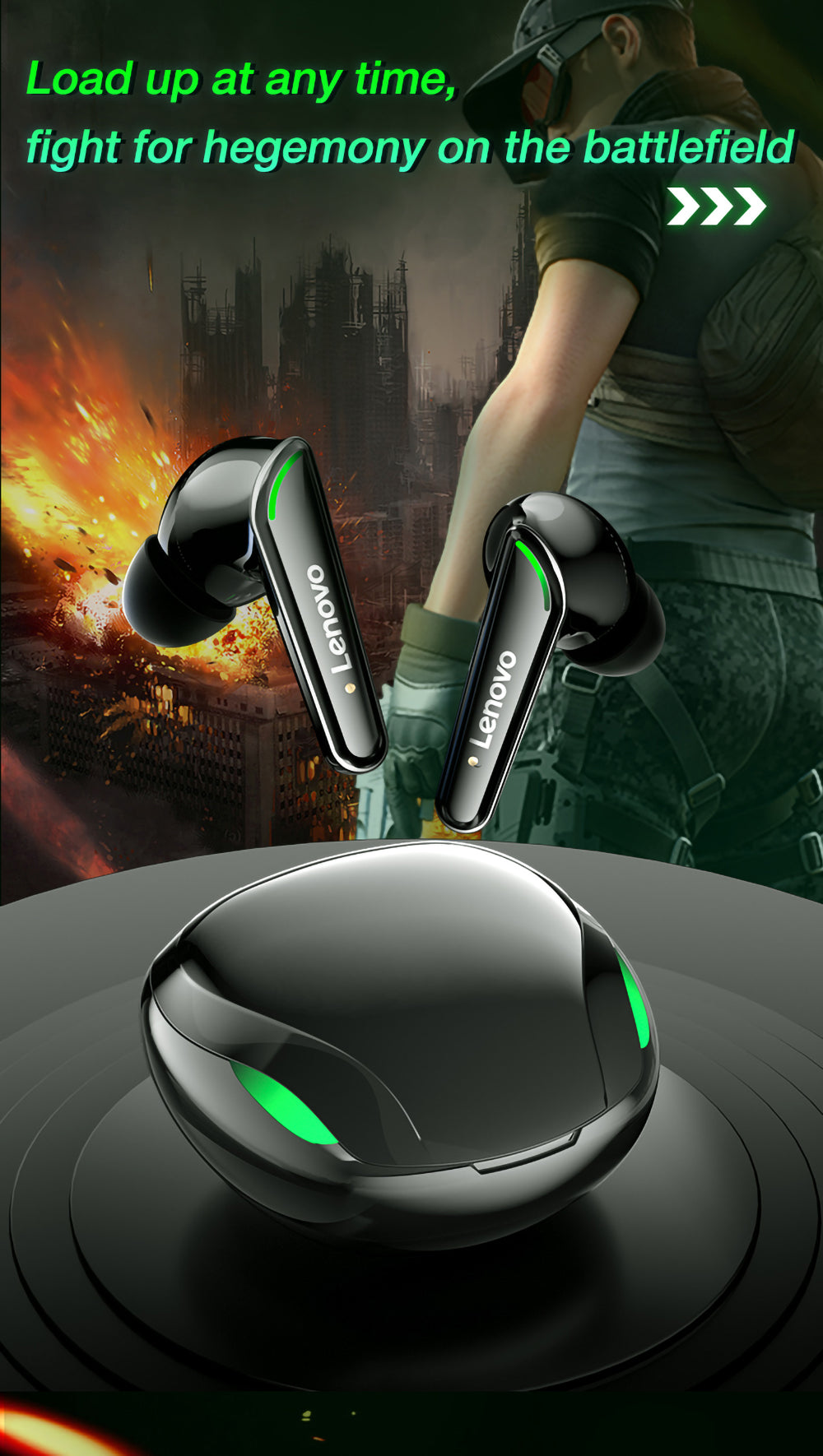 Lenovo Xt92 Wireless Bt5.1 Gaming Earbuds In-ear Headphones With 10mm Speaker Unit