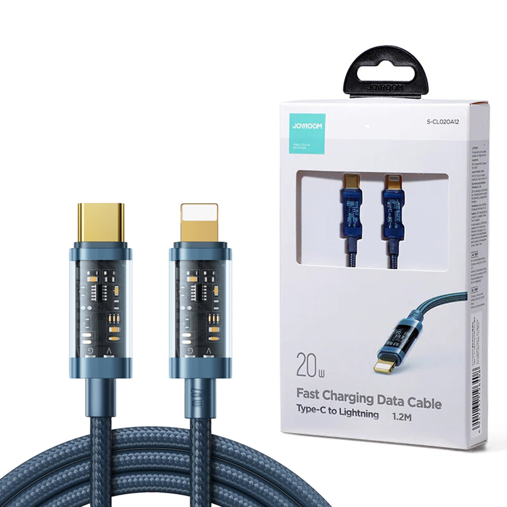 Joyroom S-cl020a12 Type-c To Lightning 20w Data Cable 1.2m Transparent Nylon Black