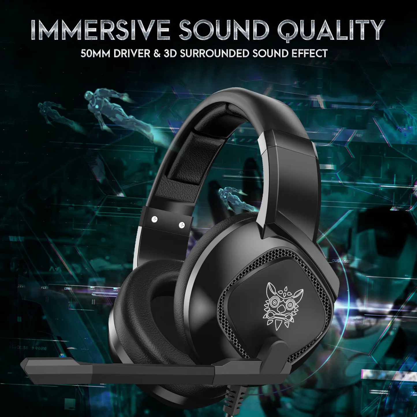Onikuma K19 Rgb Wired Stereo Gaming Headset True Noise Cancellation, Usb+3.5mm Audio Plug For Ps4/pc/xbox One Controller/laptop, Black